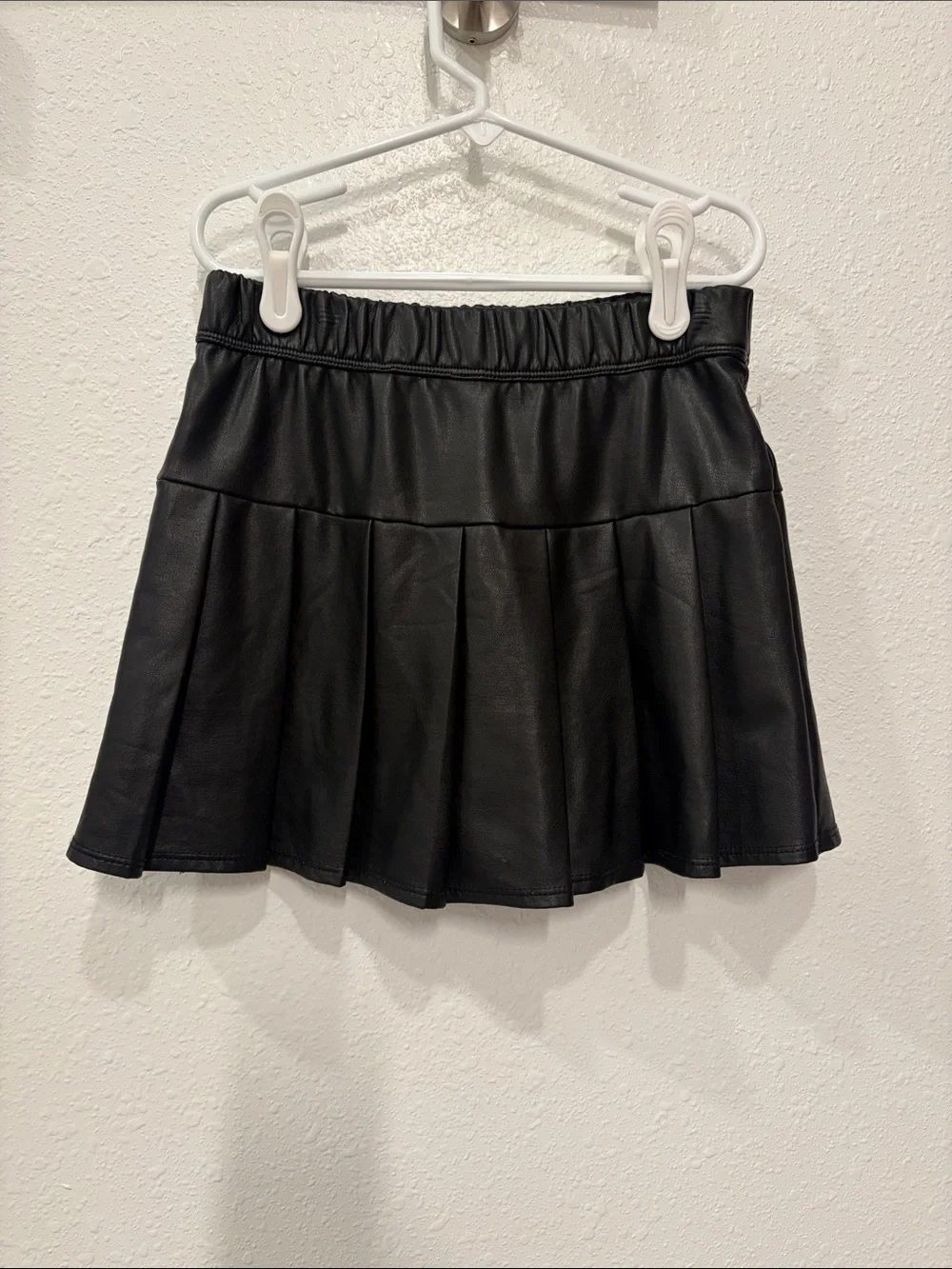 abercrombie kids - Black Faux Leather Pleated Skater Skirt